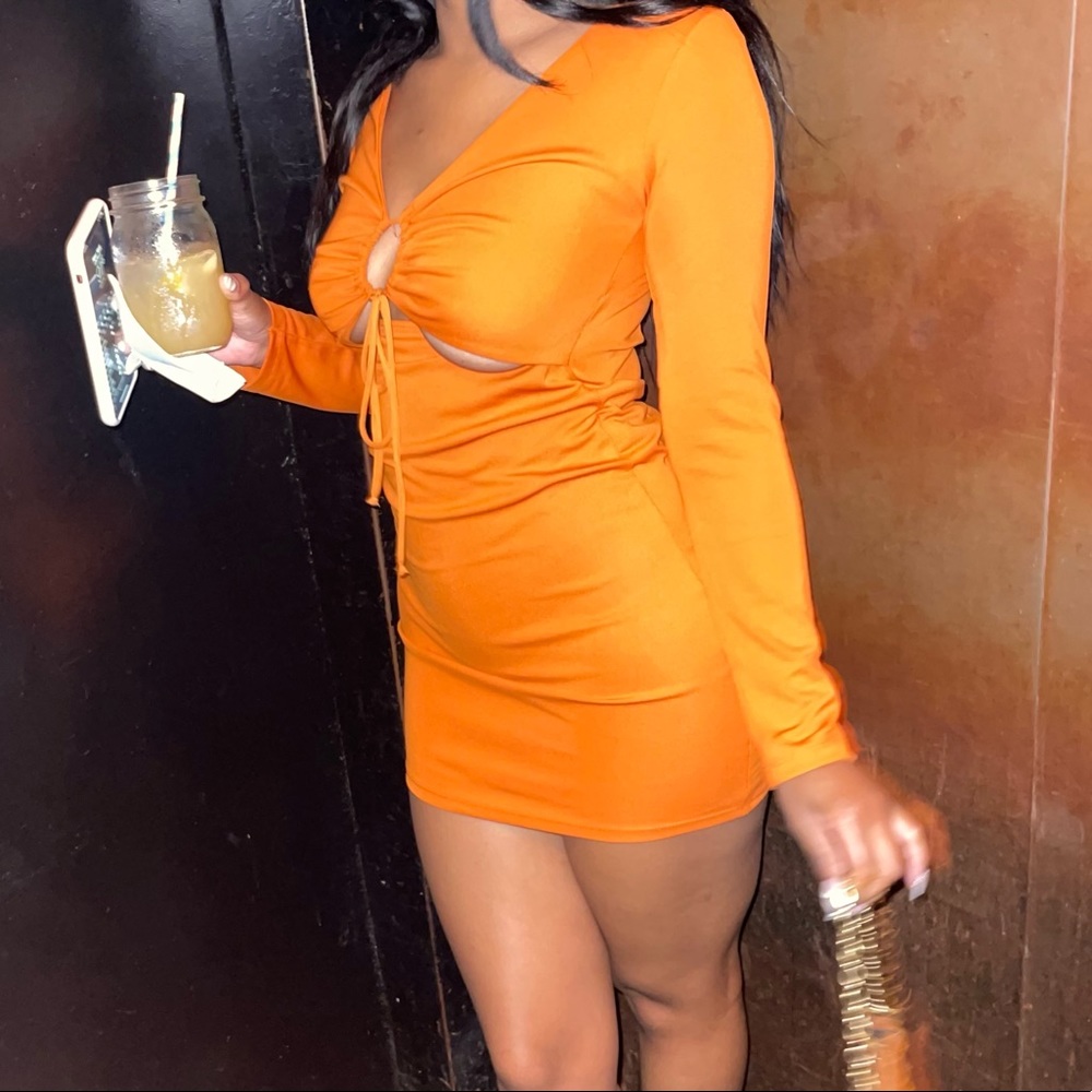 Zara long sleeve mini dress with cut outs